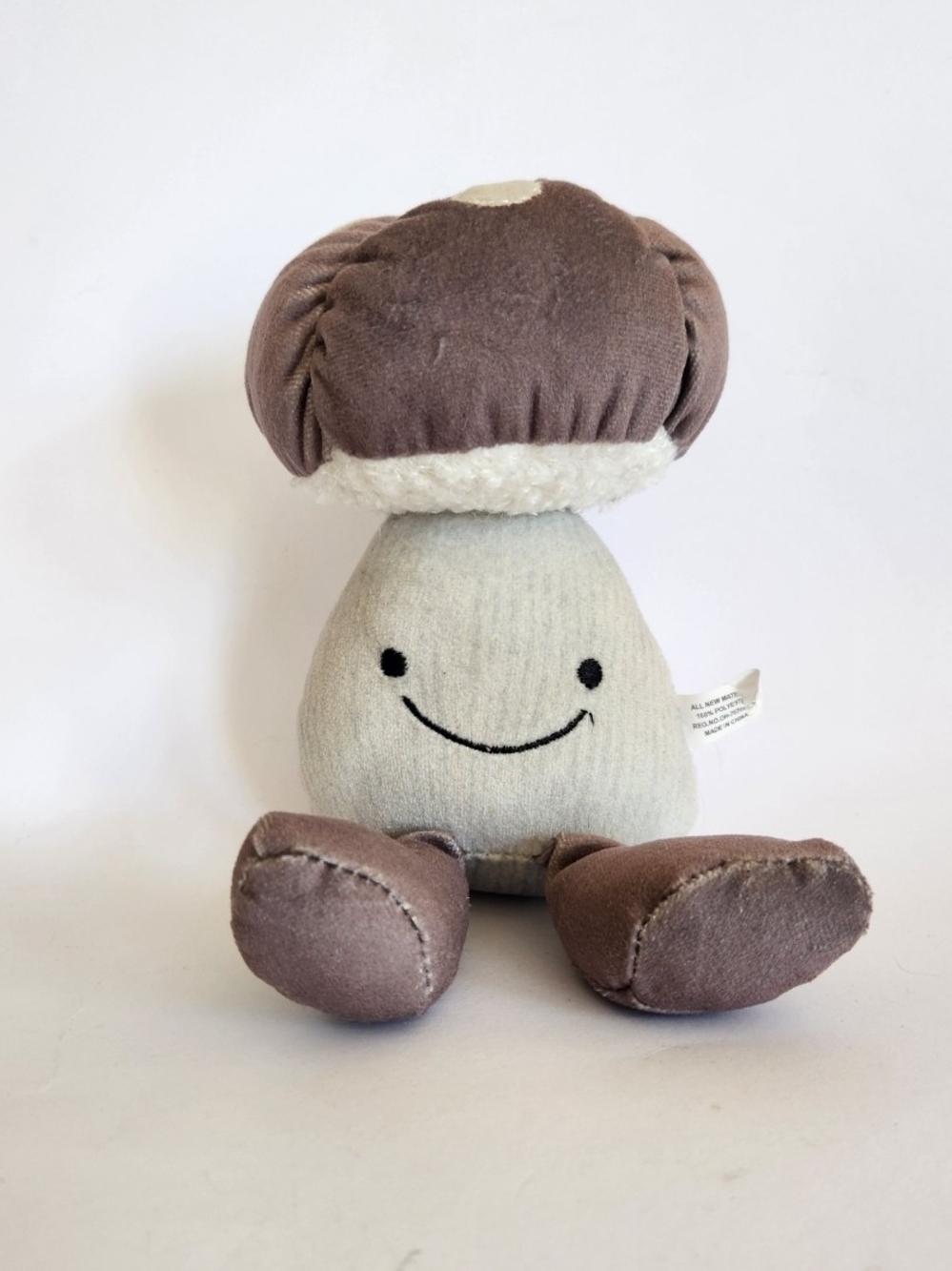 Cute Smiling Gray And Brown Mushroom Plush 9 Inch
